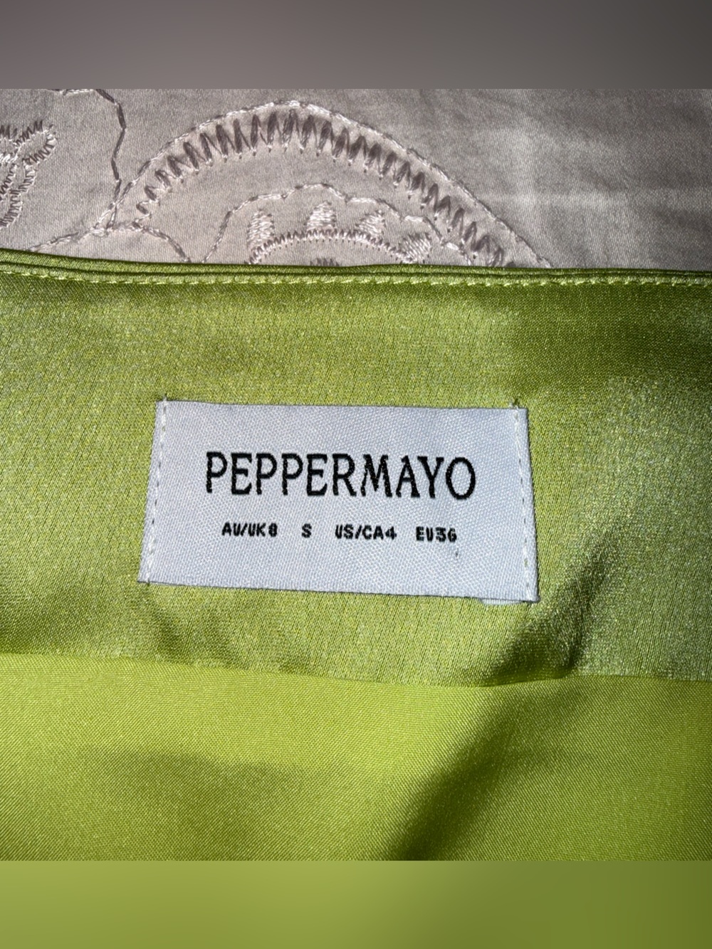 Peppermayo Bora Bora Beaded Mini Skirt Lime Green Size S - Picture 4 of 9